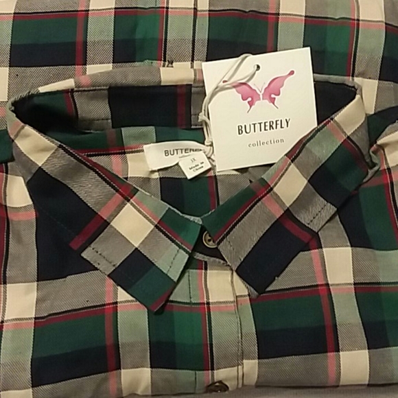 Butterfly Collection Long Sleeve Button Front - Picture 3 of 4